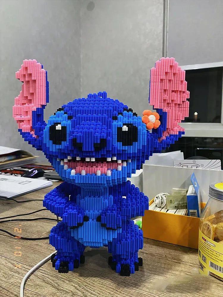 Kawaii Disney Stitch Building Block Toy – Giant Assembly Statue for Kids Birthday Gift & Desk Decoration