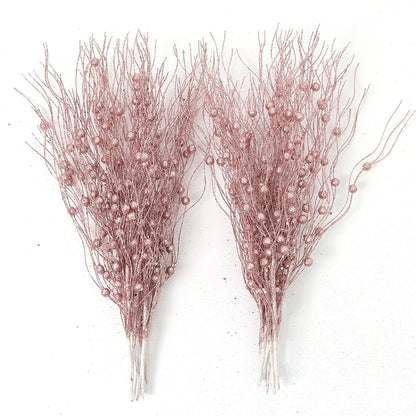 5PCS Glitter Artificial Berry Bouquet | Christmas Tree Ornament & Home Decor for New Year 2026, Navidad DIY Wreath Accessories