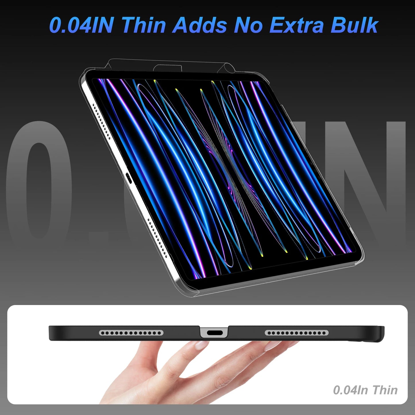 Magnetic Case for iPad Pro 11/13 & iPad Air 6/4/5 (2024) – Compatible with M4 Magic Keyboard & Pencil Holder