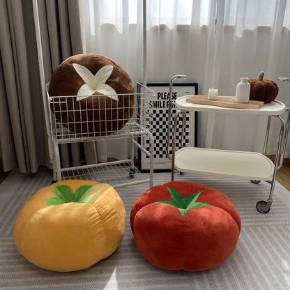 Tomato, Vegetable & Mushroom-Shaped Round Cushion – Thickened Cute Window Seat Pillow for Bedroom