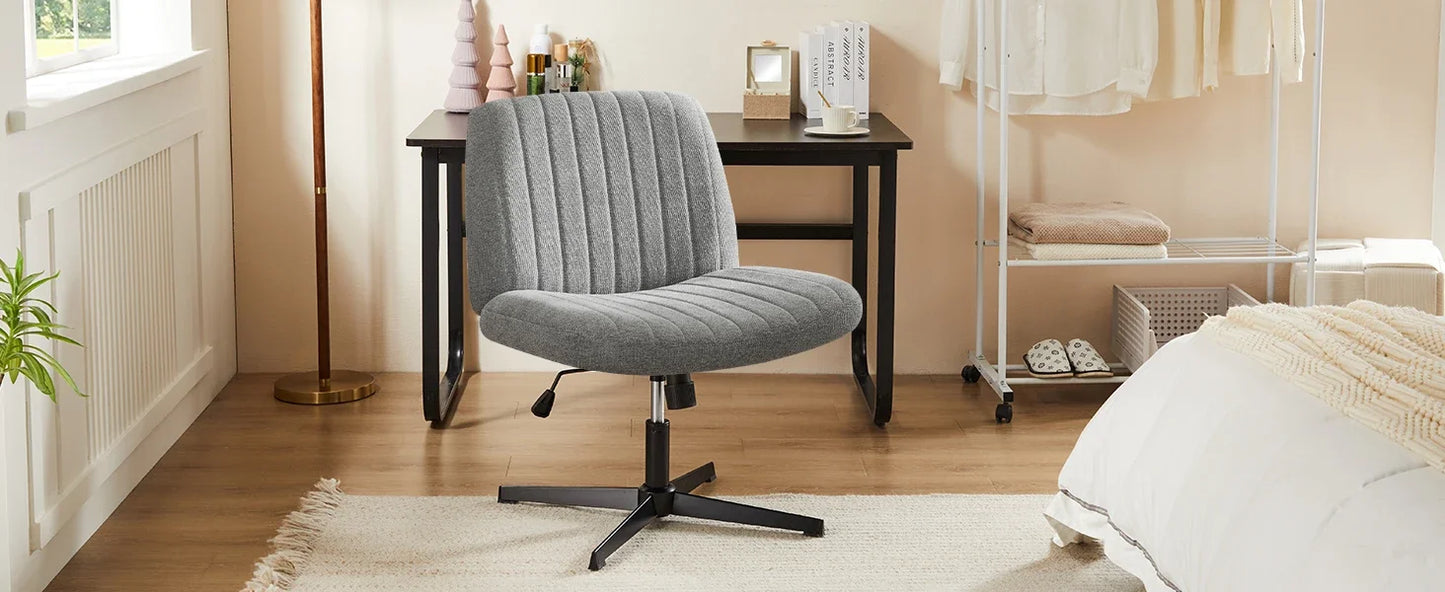 Armless Criss Cross Legged Swivel Office Chair - Wide Desk Chair Without Wheels