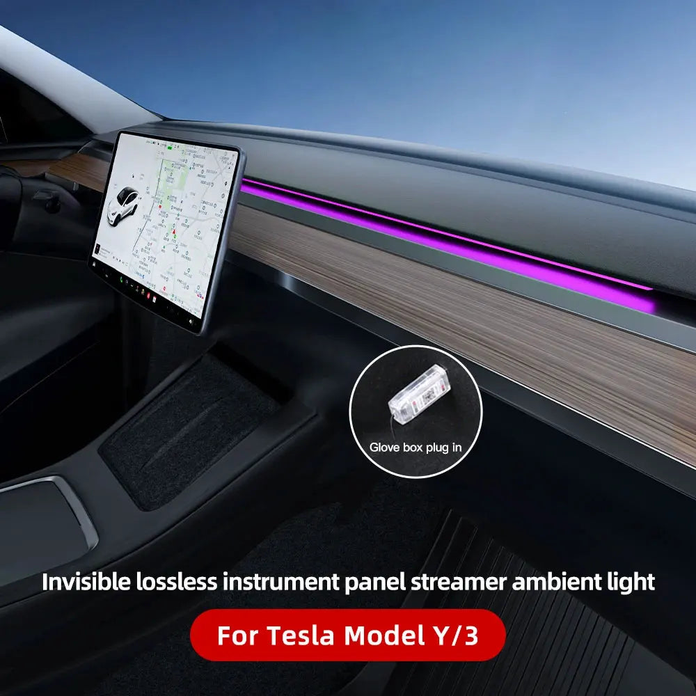 Tesla Model 3 & Y (2021-2023) Center Console LED Ambient Light Strips – Neon Dashboard Lighting Accessories