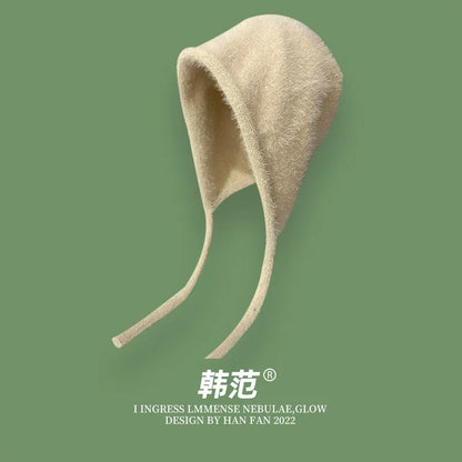 Y2K Cute Beanie Hat – Warm Japanese Knit for Autumn & Winter, Ear Protection, Tie Pullover Cap for Men & Women