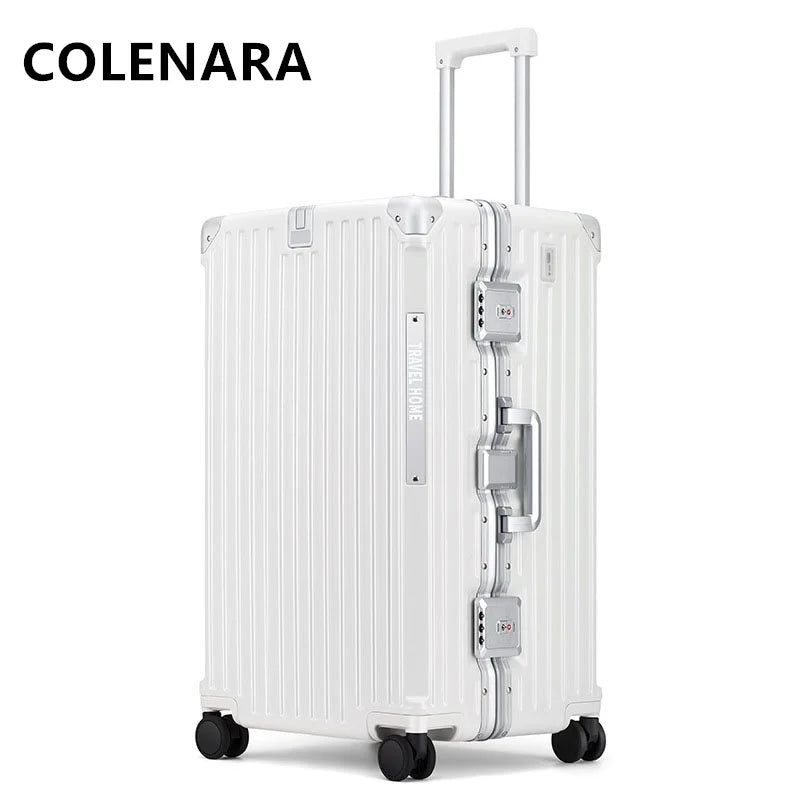 COLENARA Aluminum Frame Suitcase — High-Quality Large Capacity Trolley Travel Bag, 24", 26", 28", 30" Rolling Luggage