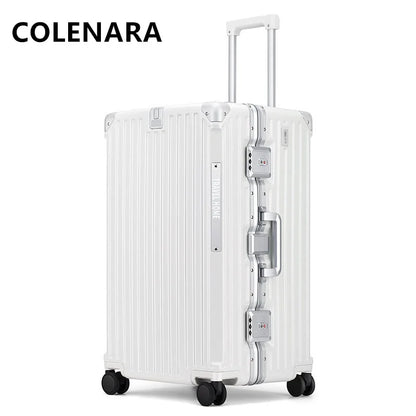 COLENARA Aluminum Frame Suitcase — High-Quality Large Capacity Trolley Travel Bag, 24", 26", 28", 30" Rolling Luggage