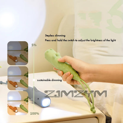USB Rechargeable Animal LED Flashlight – Cute Soft Silicone Shark, Crocodile, Lion & Dog Portable Cartoon Lamp