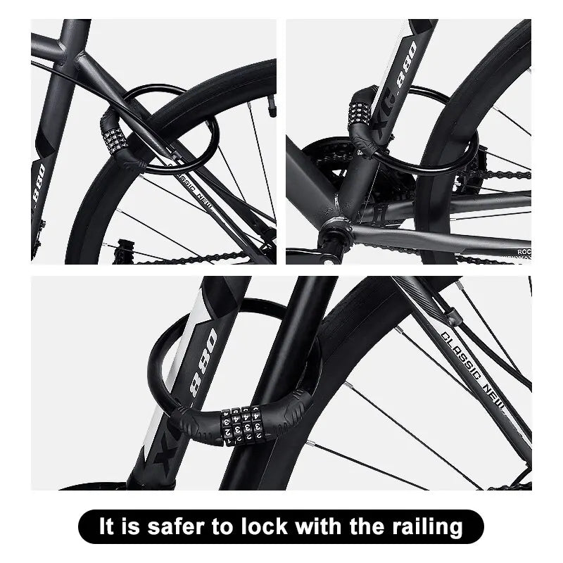 Mountain Bike Portable Security Bike Lock - 4-Digit Code Lock for Bicycle, Motorcycle, Scooter