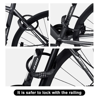 Mountain Bike Portable Security Bike Lock - 4-Digit Code Lock for Bicycle, Motorcycle, Scooter