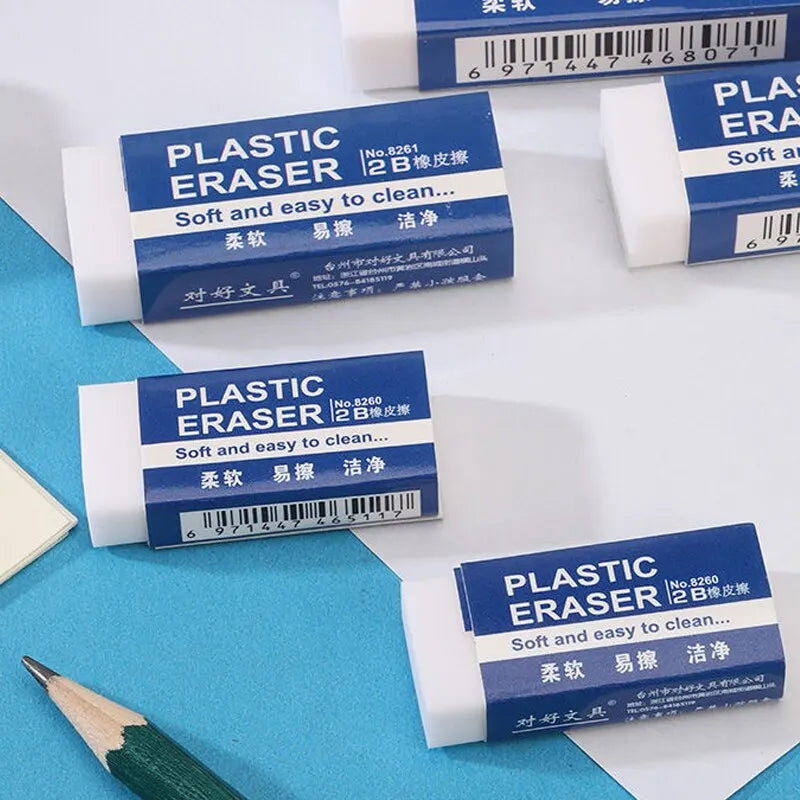 10Pcs 2B White PVC Eraser: Clean & Mess-Free Soft Eraser for Students, Exams, and Sketching