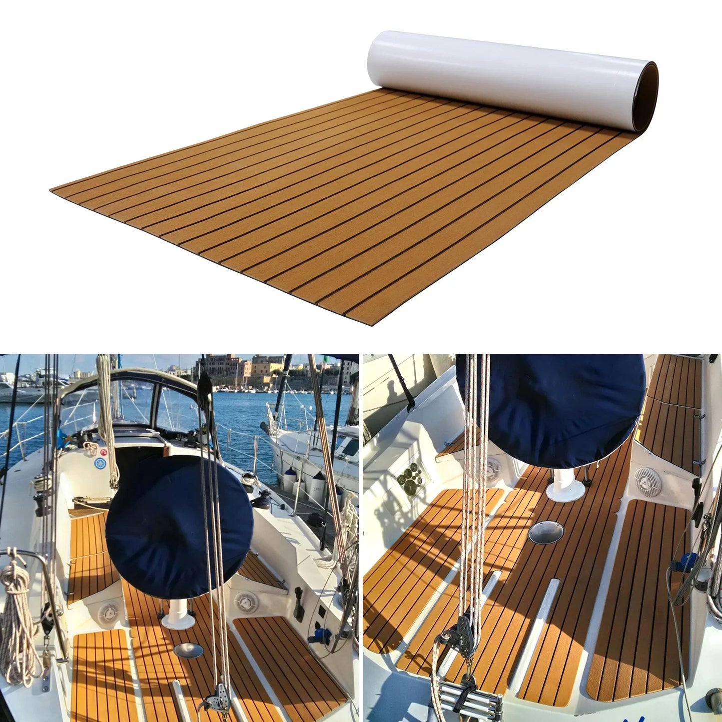 2.4m Self-Adhesive EVA Foam Boat Flooring | Faux Teak Marine Decking Sheet for Yacht, 8 Styles