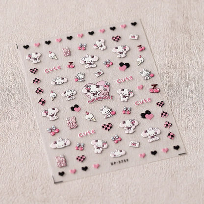 Cute Snoopy 5D Nail Stickers – Cartoon Anime Nail Art Decoration