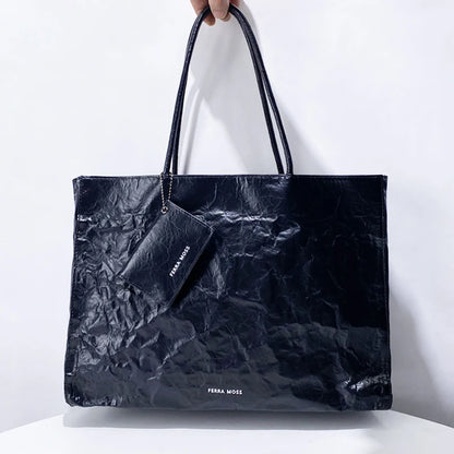 2025 Women’s Pleated Tote Bag – Luxury Vintage Oil-Wax Handbag, Large Capacity Shoulder Purse