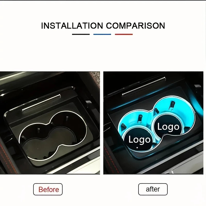 Illuminate Your Ride: 1PCS/2PCS LED Car Cup Drink Holder Logo Light - USB Charging Luminous Coaster for Seat Leon, FR, MK2, MK3, Ibiza, Altea - Car Accessories