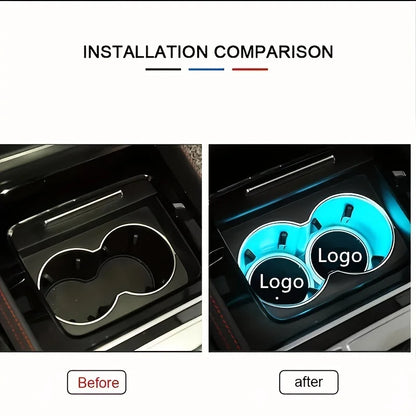 Illuminate Your Ride: 1PCS/2PCS LED Car Cup Drink Holder Logo Light - USB Charging Luminous Coaster for Seat Leon, FR, MK2, MK3, Ibiza, Altea - Car Accessories