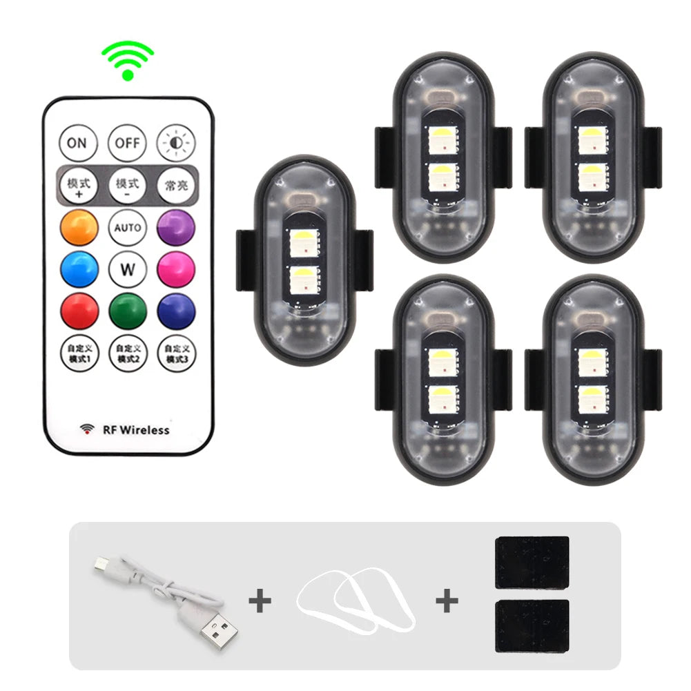 Wireless RGB LED Strobe Lights – Warning & Position Lights for Aircraft, Helicopters, and Motorcycles