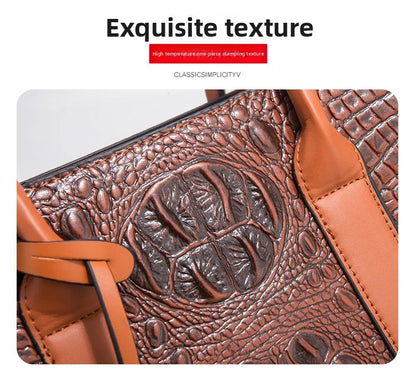 New Crocodile Pattern Handbag Set for Women — 3Pcs Tote, Shoulder Bag & Clutch, Large Capacity Fashion Set