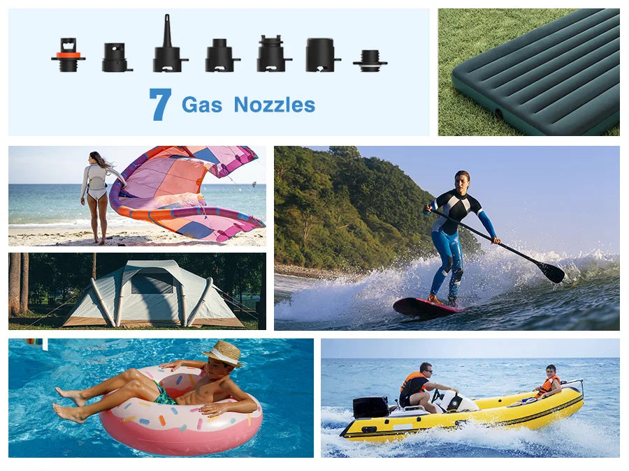 SUP Inflatable Pump — Rechargeable 20PSI Pump for PVC Kayaks, Kite Wings & Stand Up Paddle Boards