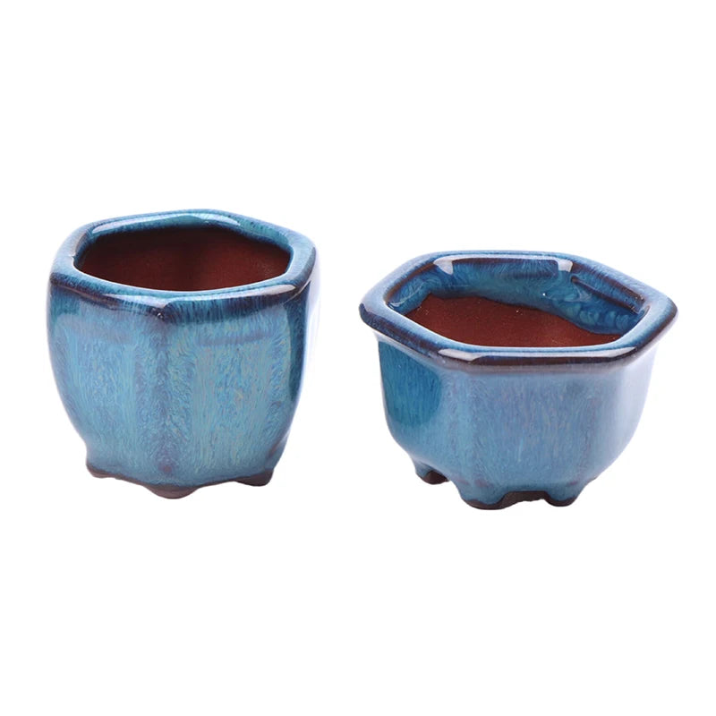 Mini Chinese Style Ceramic Bonsai Pot – Breathable Succulent Planter with Drainage Holes for Home