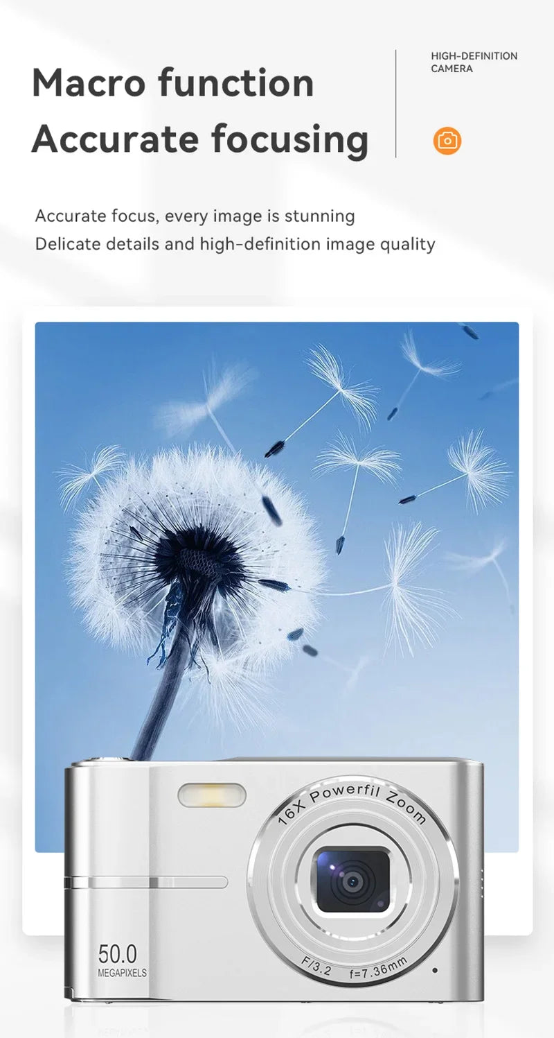 Xiaomi 4K Digital Camera – 50MP, 16X Zoom, Anti-Shake, Flash, Outdoor Student Video Recorder