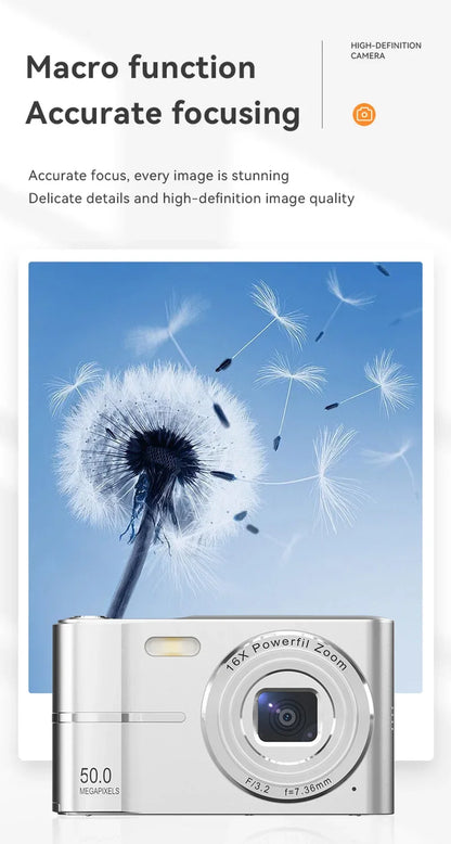 Xiaomi 4K Digital Camera – 50MP, 16X Zoom, Anti-Shake, Flash, Outdoor Student Video Recorder