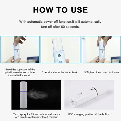 20ml Face Steamer & Portable Facial Sprayer – Nano Hydrating Humidifier for Anti-Aging Skin Care