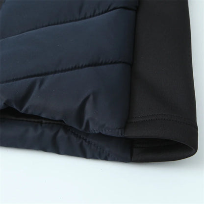 Taop&Za Women's Autumn Cotton Jacket – Fashionable Casual Long Sleeve Stand Collar Hooded Patchwork Coat