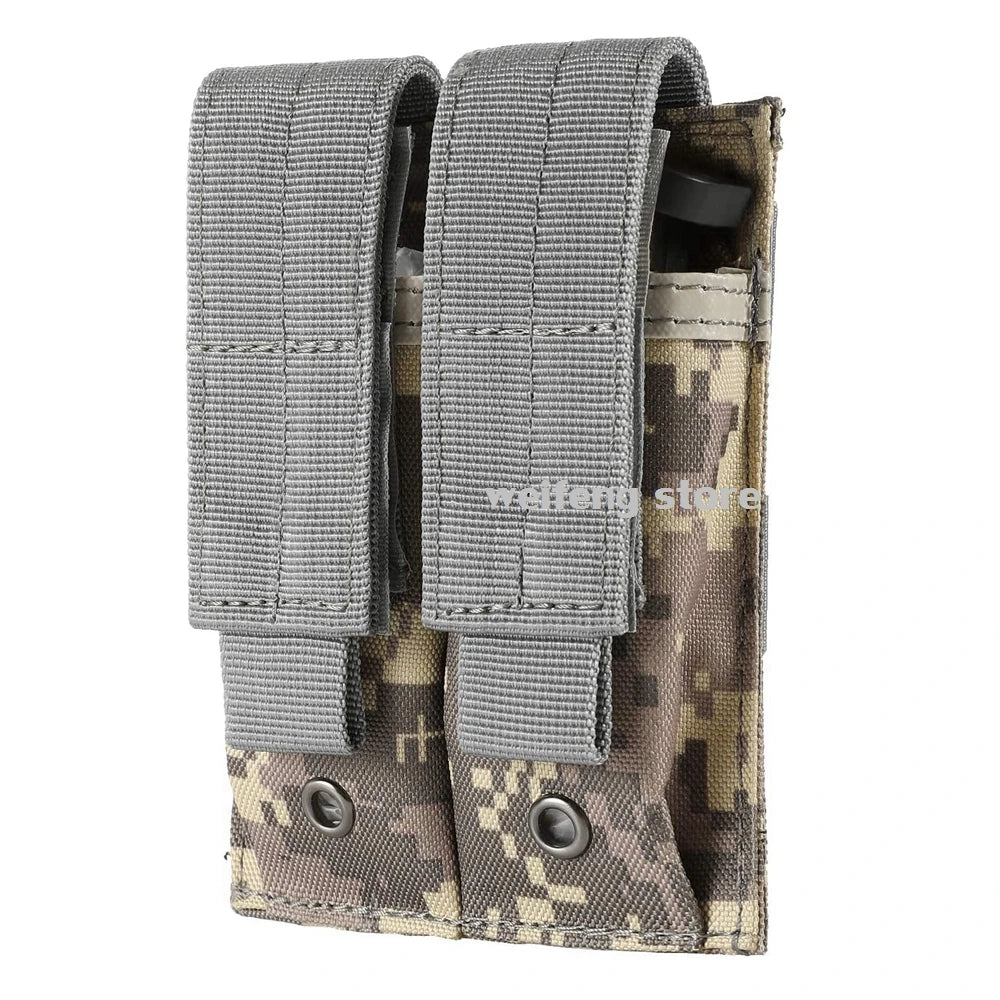 9mm Tactical Magazine Pouch - MOLLE Single & Double Mag Bag, Open-Top Pouch for Glock, M1911, 92F, Torch & Triple Bag