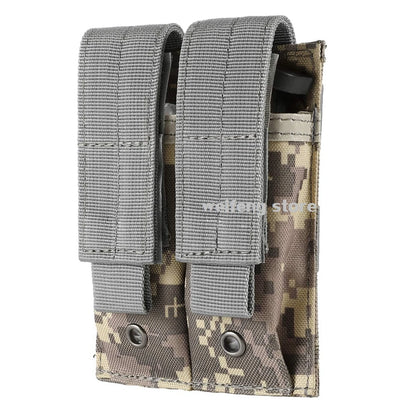 9mm Tactical Magazine Pouch - MOLLE Single & Double Mag Bag, Open-Top Pouch for Glock, M1911, 92F, Torch & Triple Bag