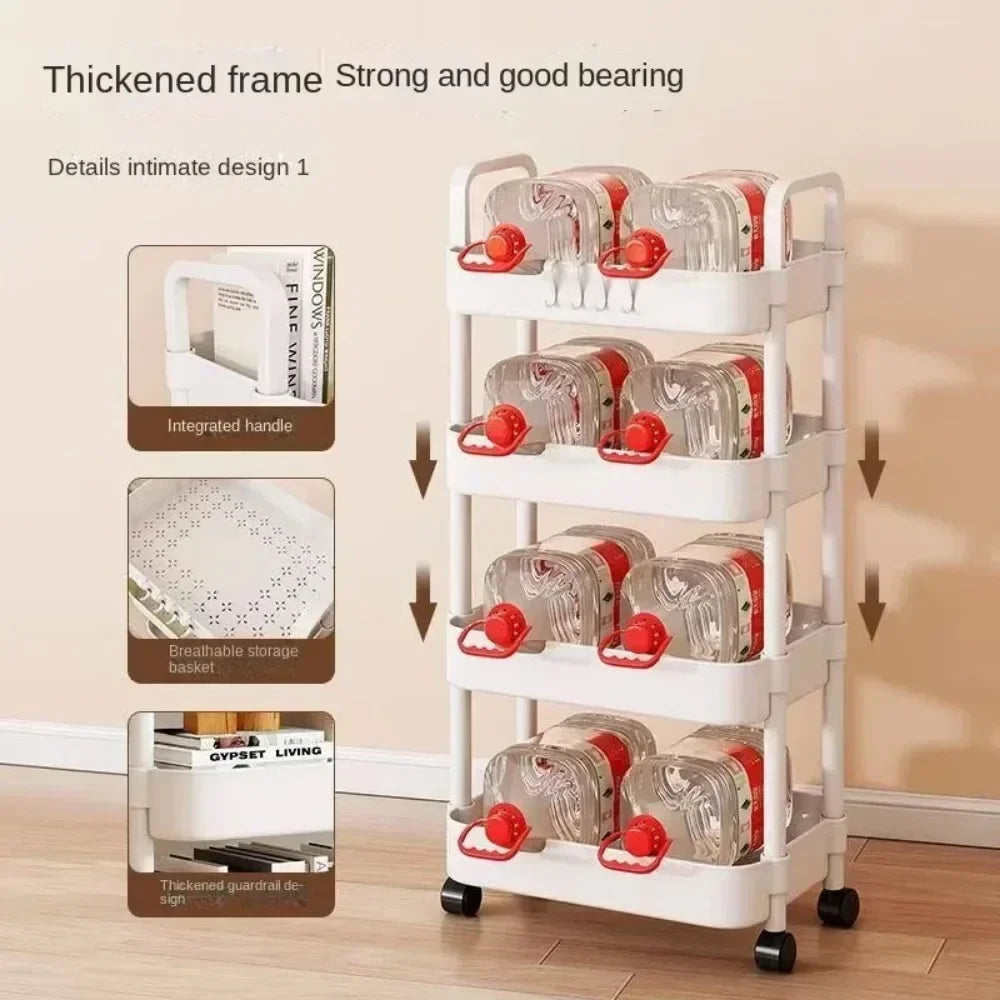 Multi-Layer Trolley Rack – Mobile Storage for Kitchen, Bedroom, Bathroom and Baby Snacks | Floor Organizer