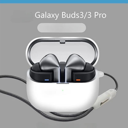 Bluetooth Earphone Case for Samsung Galaxy Buds 3 Pro – Soft Silicone Protective Cover with Lanyard