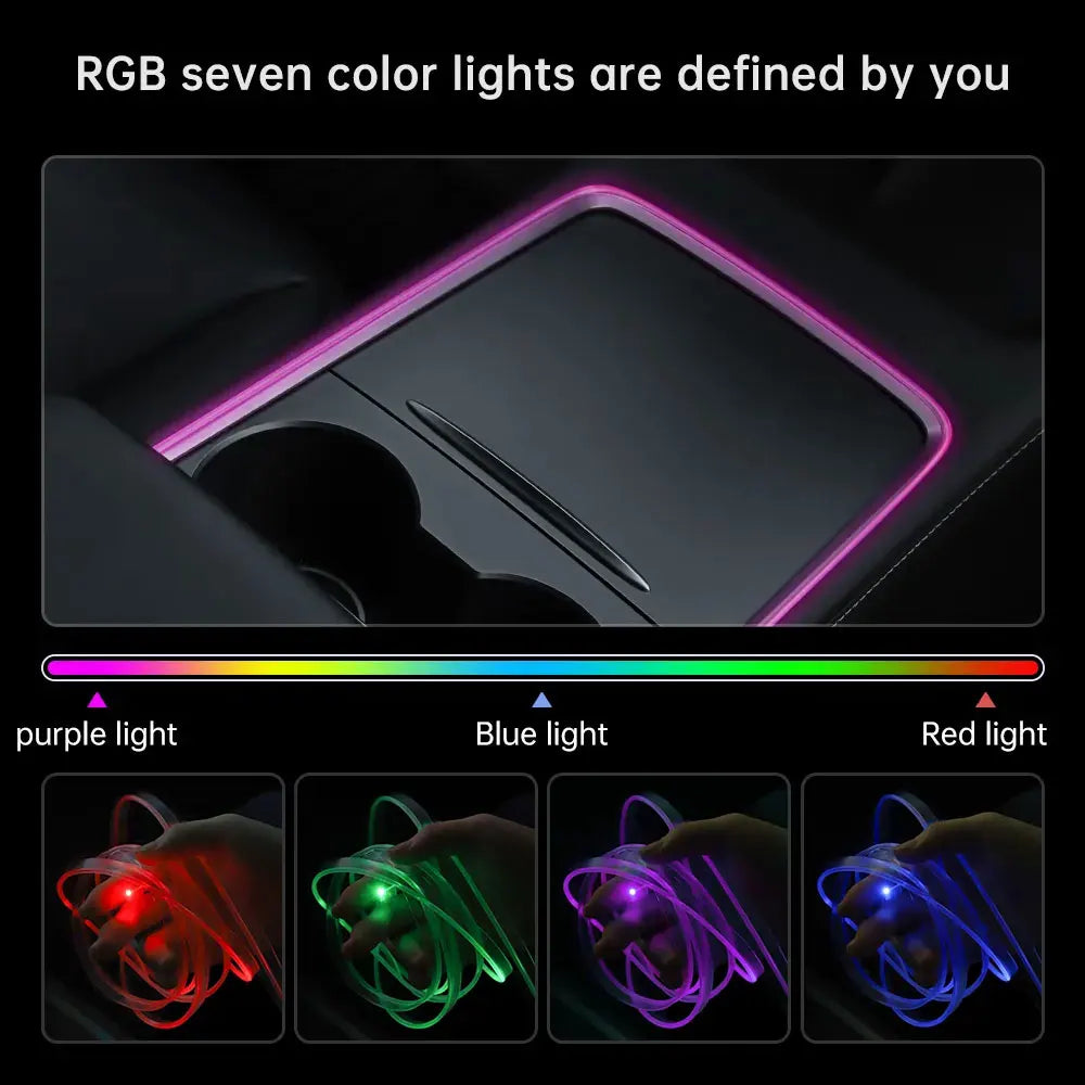 Tesla Model 3 & Y (2021-2023) Center Console LED Ambient Light Strips – Neon Dashboard Lighting Accessories