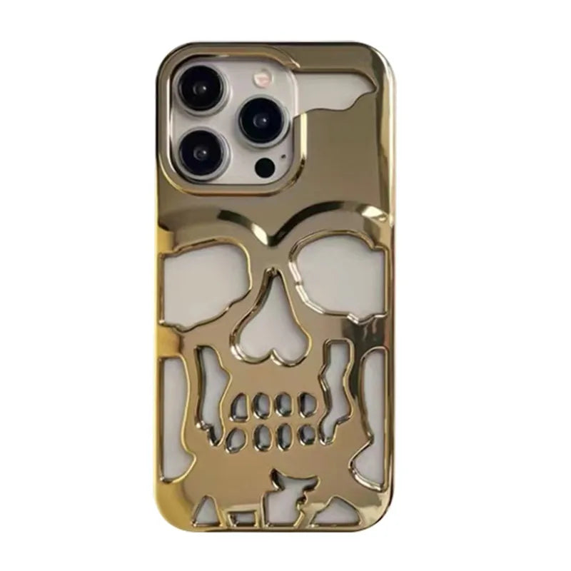Cool Hollow Skull Ghostface Plating iPhone Case – Heat Dissipation Slim Cover for iPhone 14-17 Pro Max