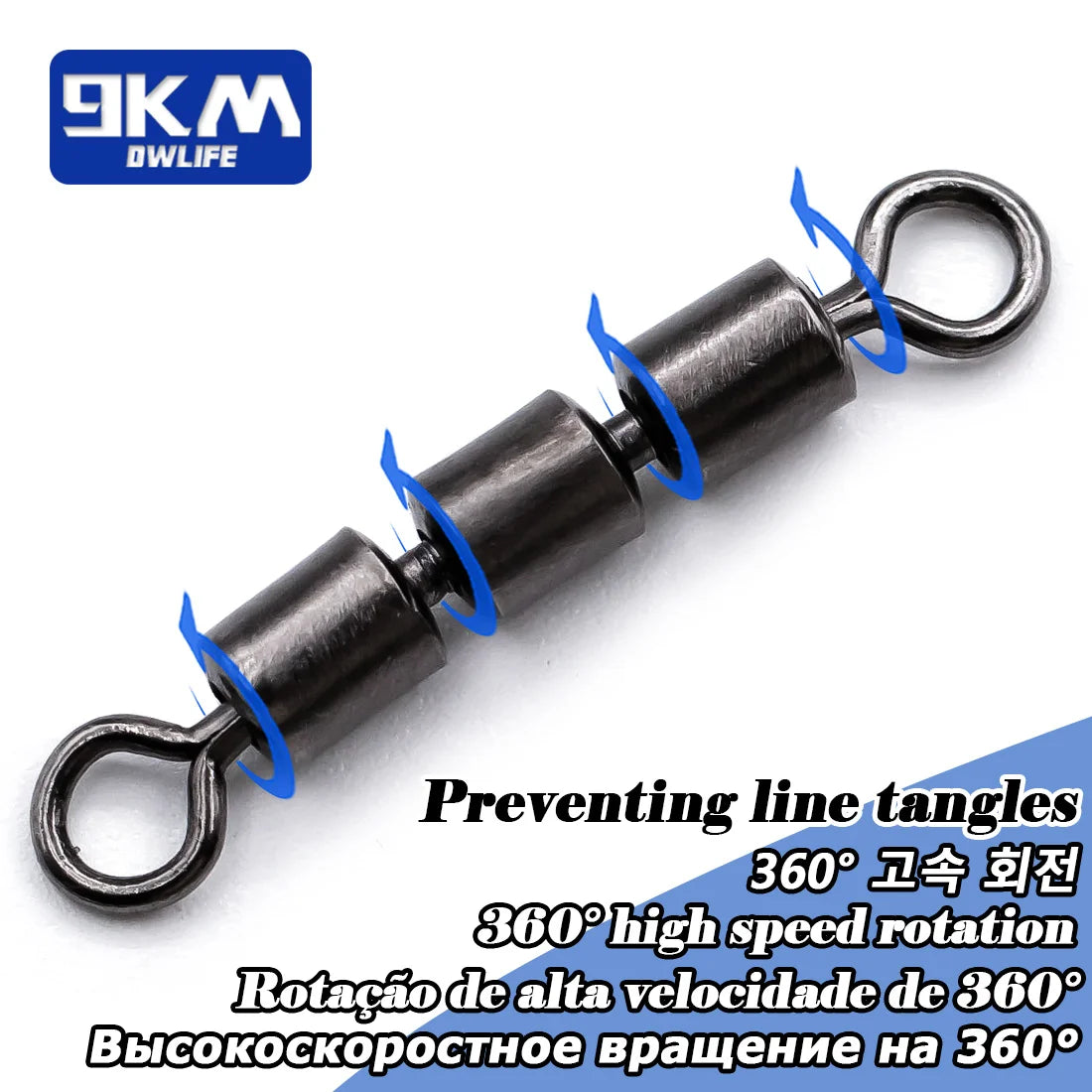 3-Roller Fishing Swivels — High-Speed Triple Bearing Stainless Steel Barrel, 15–60pcs Fishing Accessories