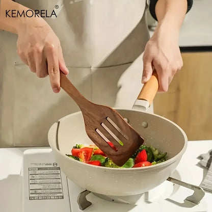 5PCS Thailand Teak Wooden Cooking Spoon Set – Natural Kitchen Ladle, Turner, Rice Colander & Soup Skimmer Utensils