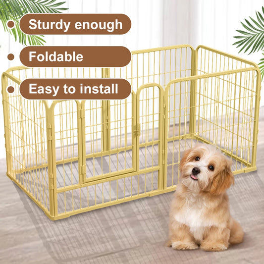 6-Panel Heavy Duty Foldable Pet Exercise Fence — Puppy Kennel Cage & Metal Barrier for Dogs, Cats, Rabbits