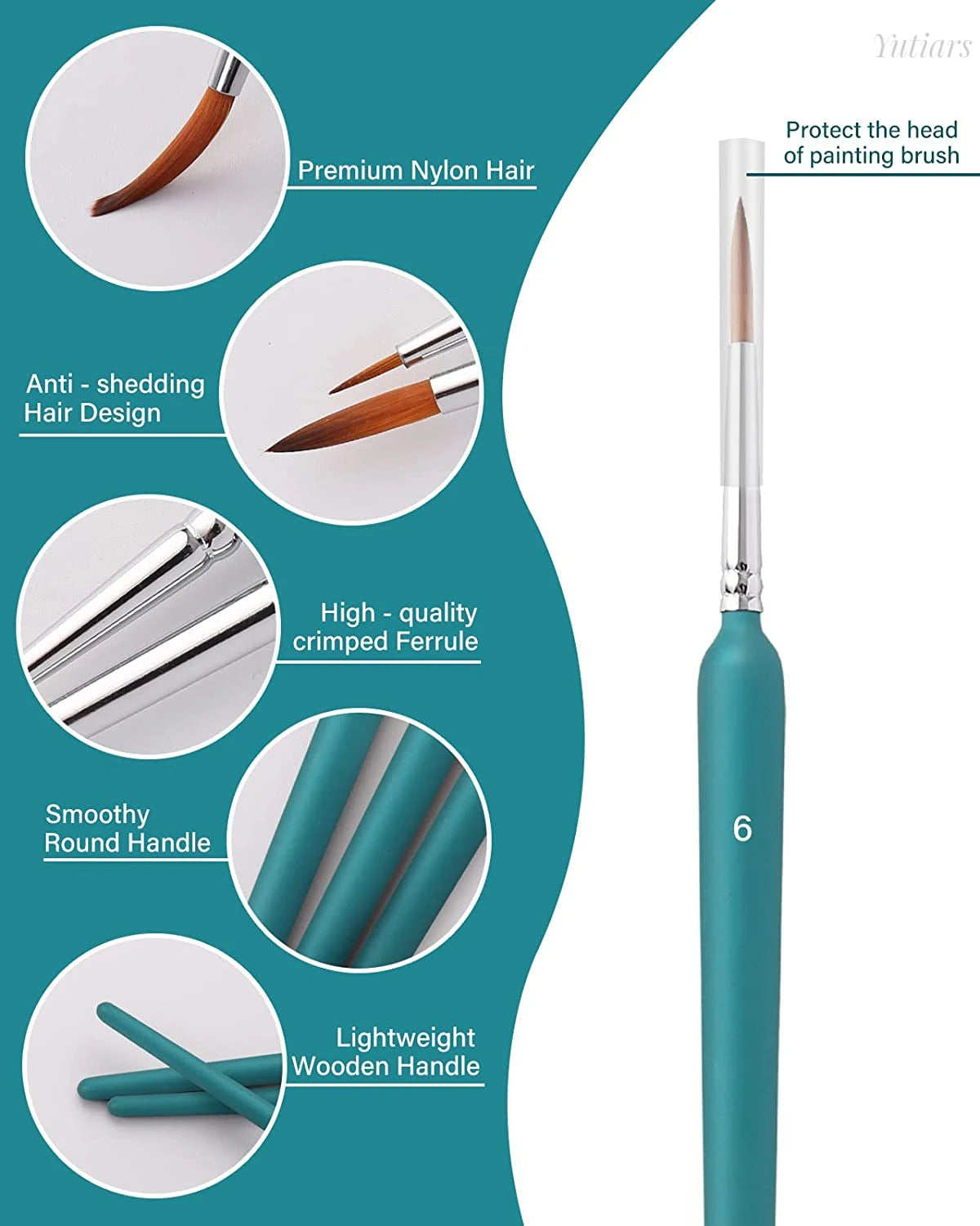 11pcs Miniature Weasel Hair Paint Brushes - Art Painting Brushes for Gouache, Watercolor, Oil Paints - Artists Hand-Painted Tools