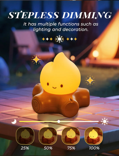 Campfire LED Night Light with White Noise – Creative Room Desk Lamp for Kids Gift