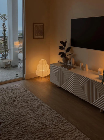 Japanese Style LED Rice Paper Desk Lamp – Tricolor Dimming Home Art Decoration for Living Room, Hotel, Bedroom & Bedside Night Light