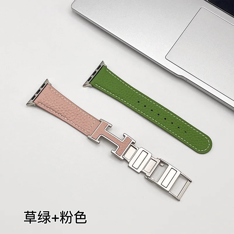Genuine Leather Straps for Apple Watch – 40mm-49mm Bands for Series 5/6/7/8/9/10, SE & Ultra