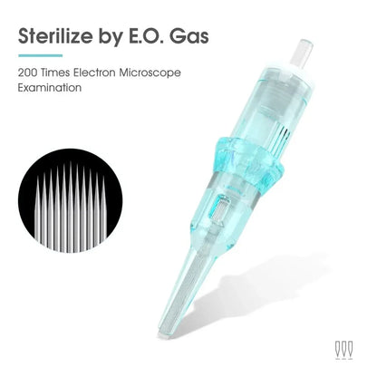 20pcs Gray Tattoo Cartridge Needles – Disposable Sterile Membrane System for Permanent Makeup Machines & Grips