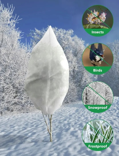 Multi-Size Winter Plant Protection Bag – Non-Woven Anti-Frost Cover with Zipper & Drawstring for Cold Weather Vegetation