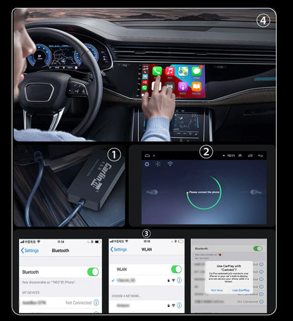 CarlinKit Wireless CarPlay Adapter — USB Dongle for Android Auto, MirrorLink, Waze & Spotify Car Multimedia