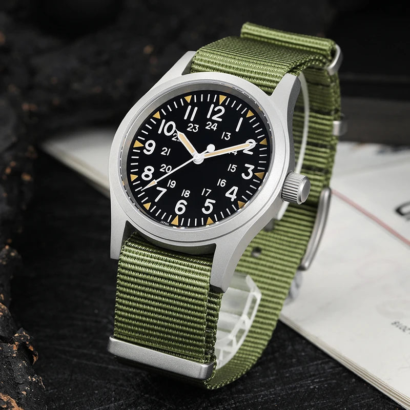 Militado ML05 Vintage Quartz Watch 38mm with VH31 Movement, Domed Sapphire Crystal, AR Coating & Luminous Dial