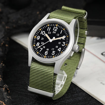 Militado ML05 Vintage Quartz Watch 38mm with VH31 Movement, Domed Sapphire Crystal, AR Coating & Luminous Dial