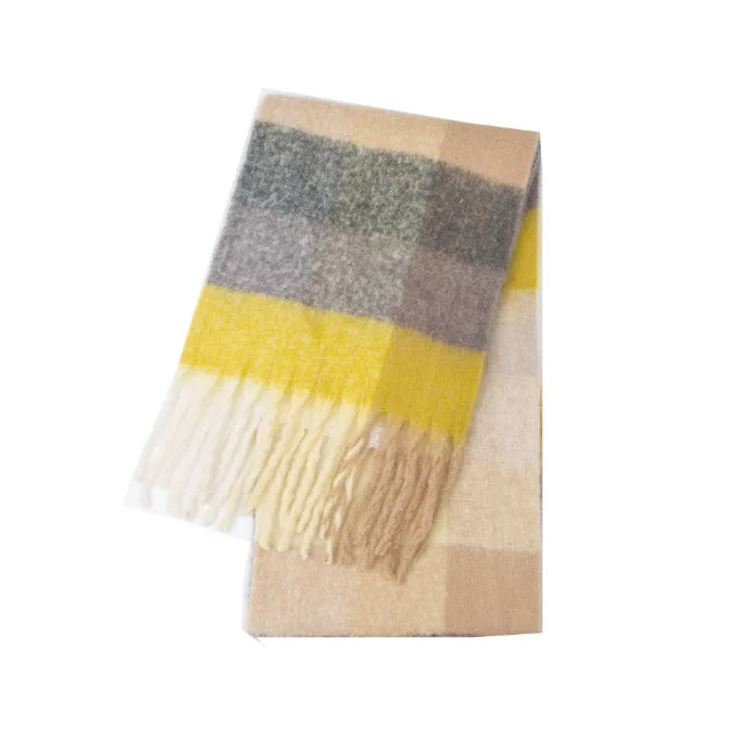 2025 Women's Winter Thick Cashmere Scarf – Warm Pashmina Shawl with Rainbow Tassels & Wraps