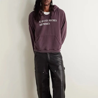 2025SS Ripped E.R.D. Hoodie – Men & Women Slogan Print Short Wide Sweatshirt