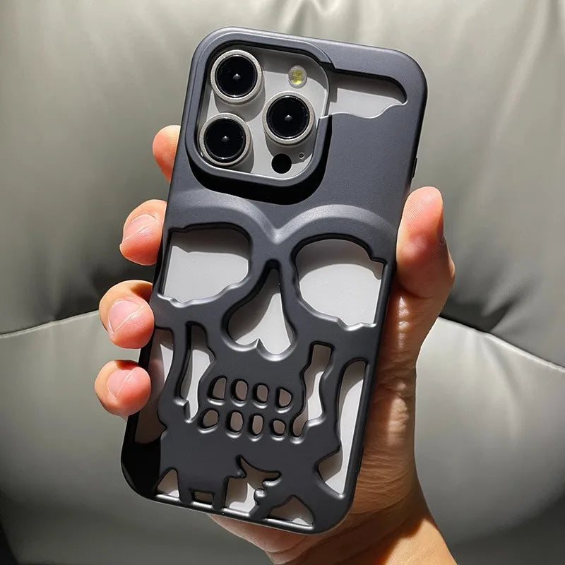 Cool Hollow Skull Ghostface Plating iPhone Case – Heat Dissipation Slim Cover for iPhone 14-17 Pro Max