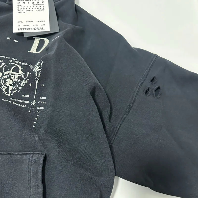 2025SS Ripped E.R.D. Hoodie – Men & Women Slogan Print Short Wide Sweatshirt