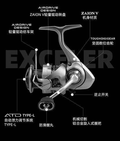 2023 DAIWA EXCELER LT Spinning Fishing Reel 5+1BB Drag 12kg Baitcasting Saltwater & Freshwater Reel