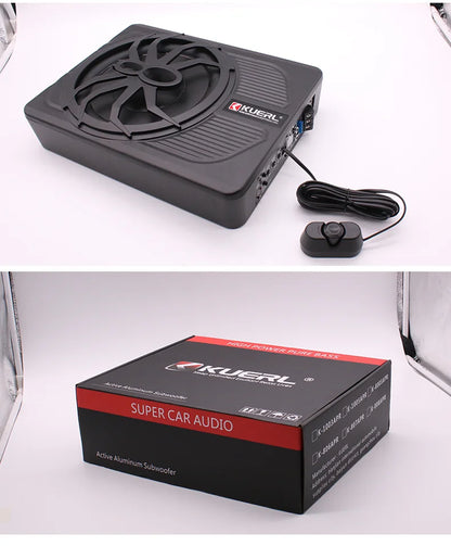 10 Inch Car Audio Subwoofer – 150W RMS Active Stereo, High Power Pure Bass Slim Speaker for Under-Seat Installation